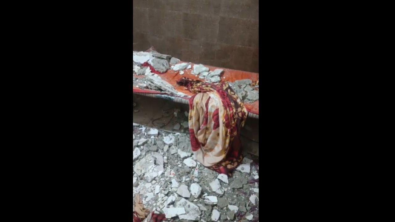 Pregnant woman injued after roof collapses in Navi Mumbai building